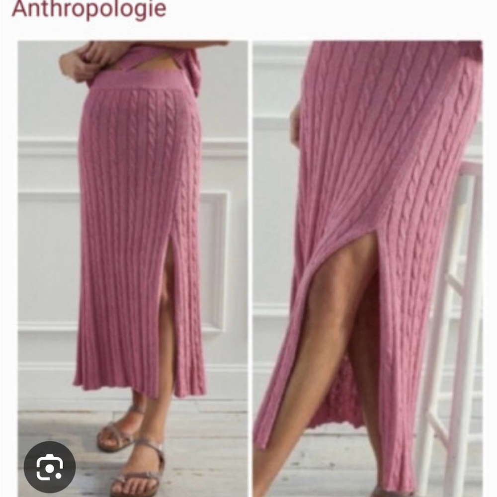 Anthropologie Pink Cable Knit Skirt (NWOT)